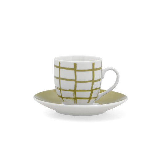 Cup with Plate Quid Kansas Green Ceramic 90 ml (6 Units)-0